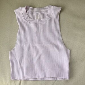 Sleeveless Ribbed Knit Top - Light Purple